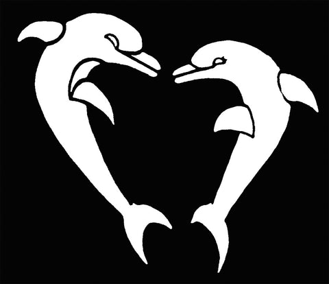 Stencil Heart Shapd Dolphins