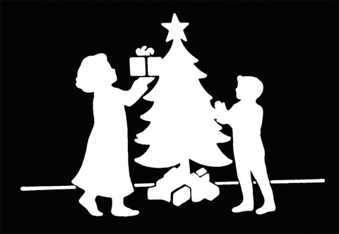 Stencil Christmas Tree Family