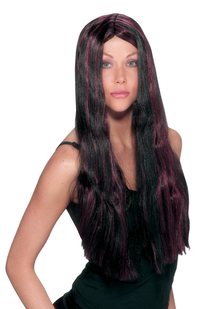 Witch Striped Wig Black Burgan