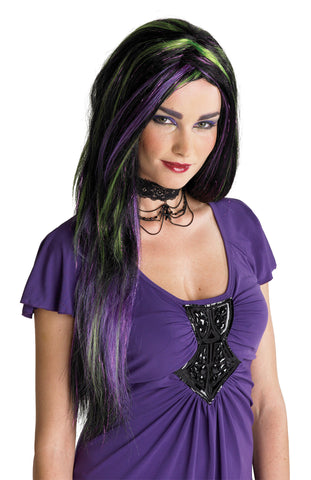 Rebel Witch Wig Blk-pur-green