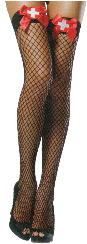 Fishnets Thi Hi Nurse Bk/rd Bw