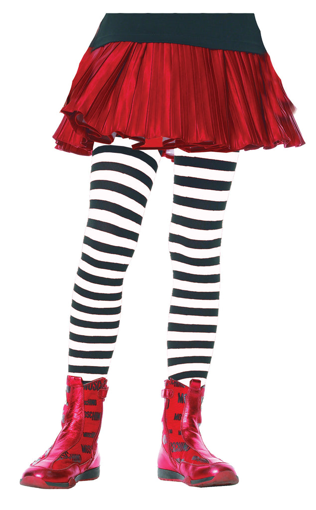 Tights Chld Striped Bk/wt 7-10