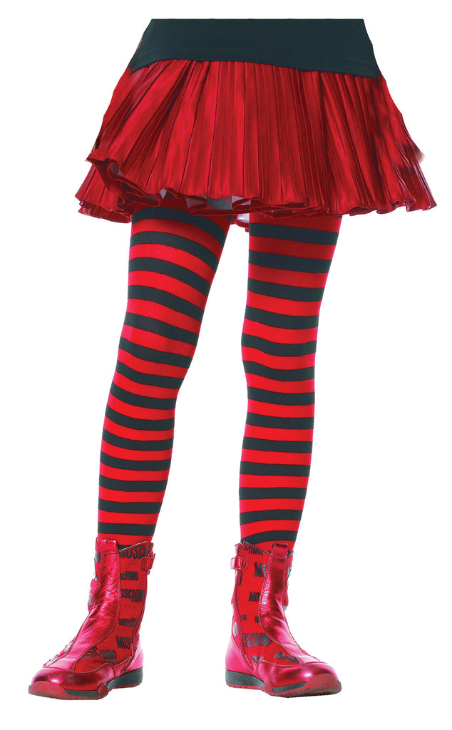 Tights Child Striped Bk/rd 4-6