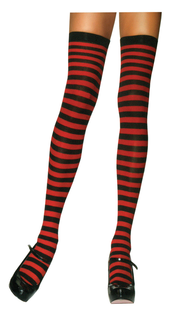 Stockings Thi Hi Striped Bk/rd