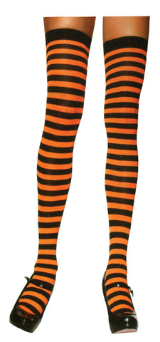 Stockings Thi Hi Striped Bk-or