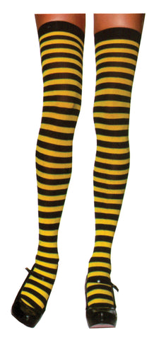 Stockings Thi Hi Striped Bk-yw