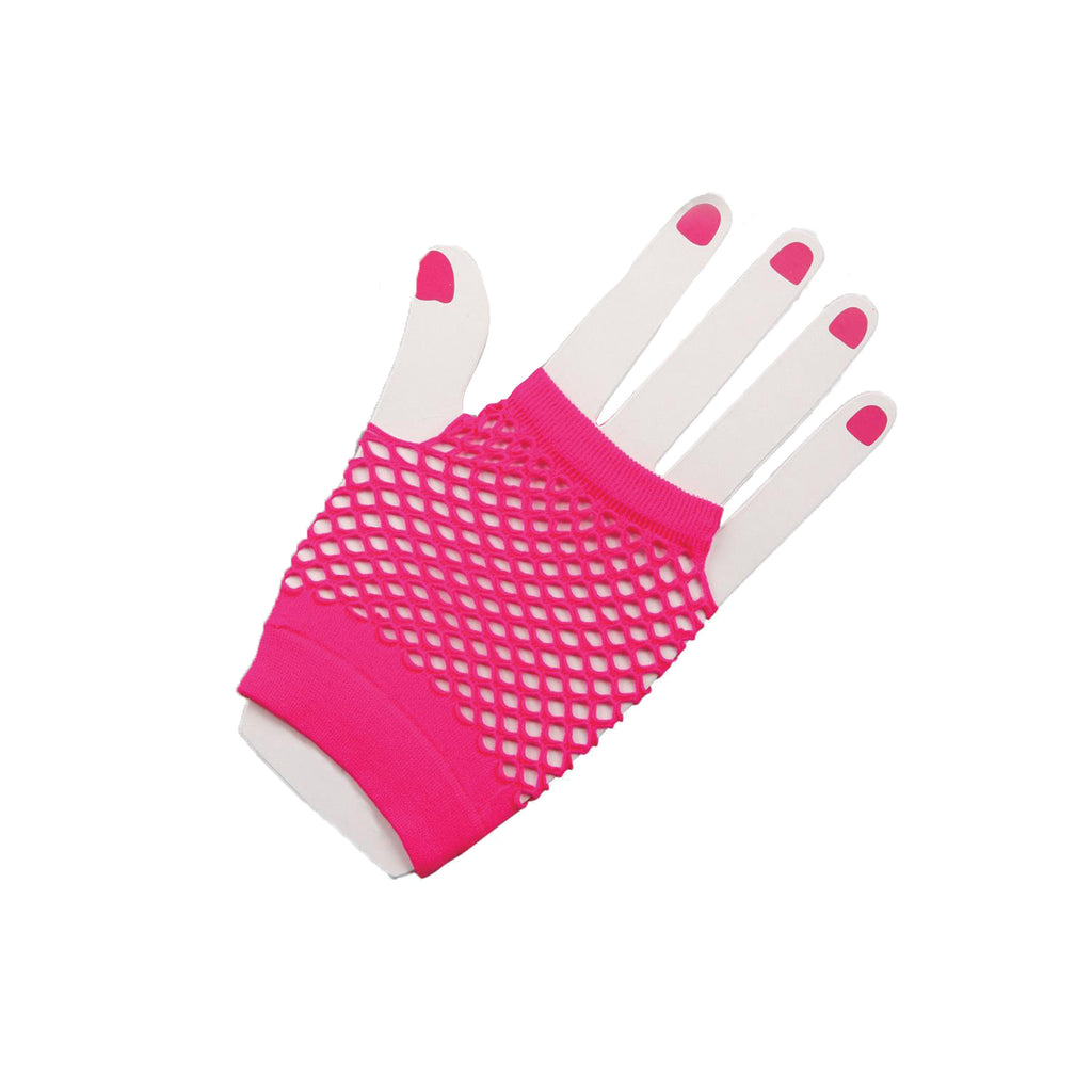 Gloves Fingerless Fishnet Pink