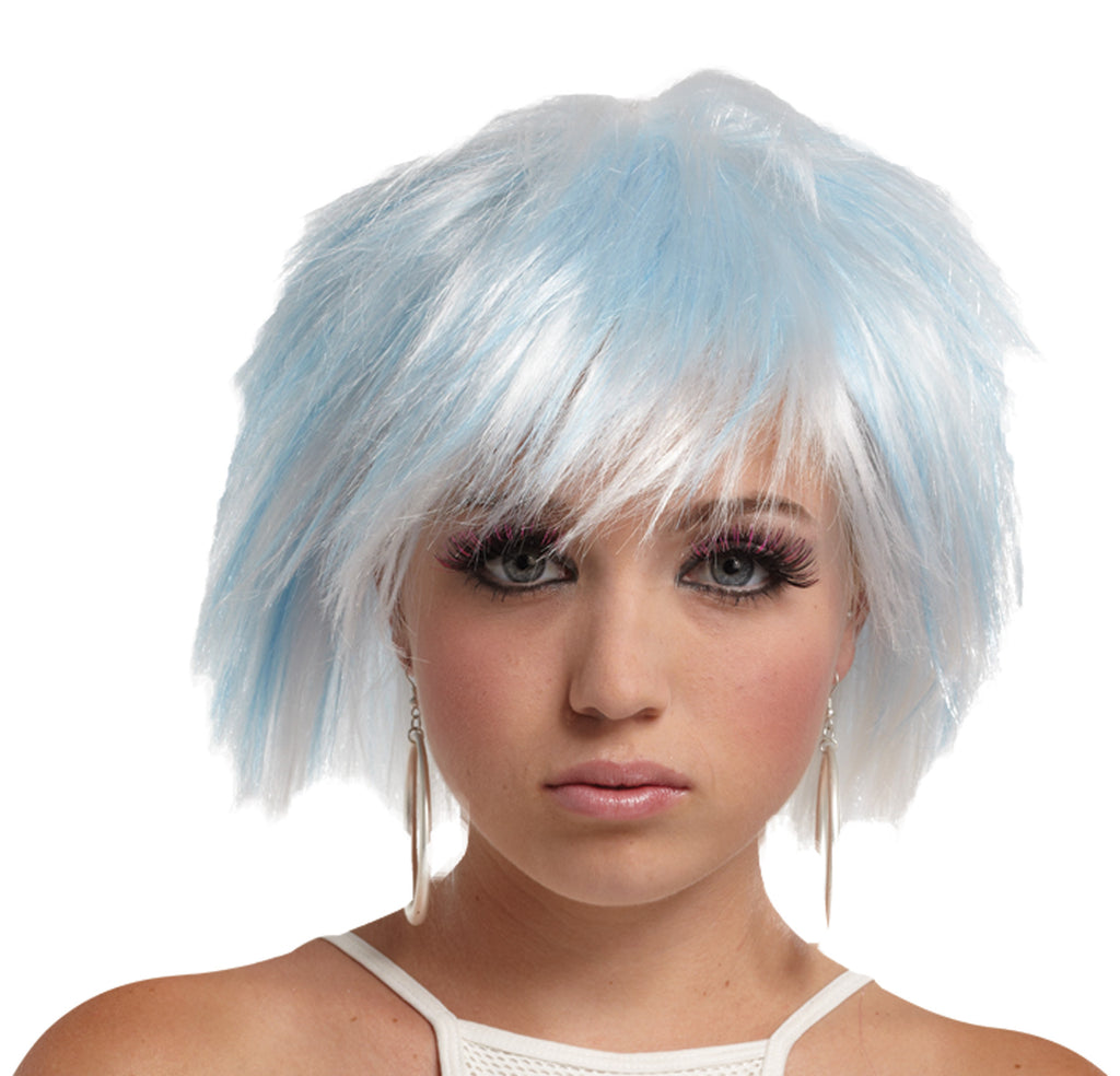 Punky Pixie Wig White-blue