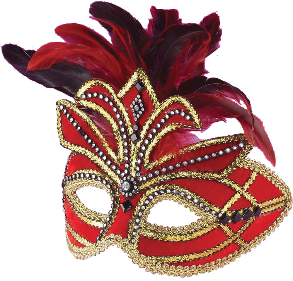 Ven Mask Red W Feathers