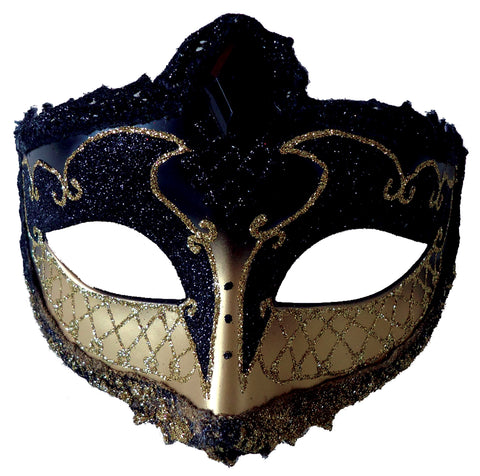 Mardi Gras Eye Mask Black Gold