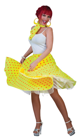 Sock Hop Skirt Adult Yellow Or