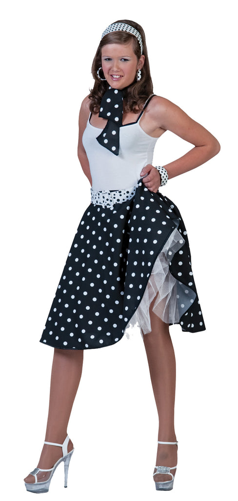 Sock Hop Skirt Adult Black Whi