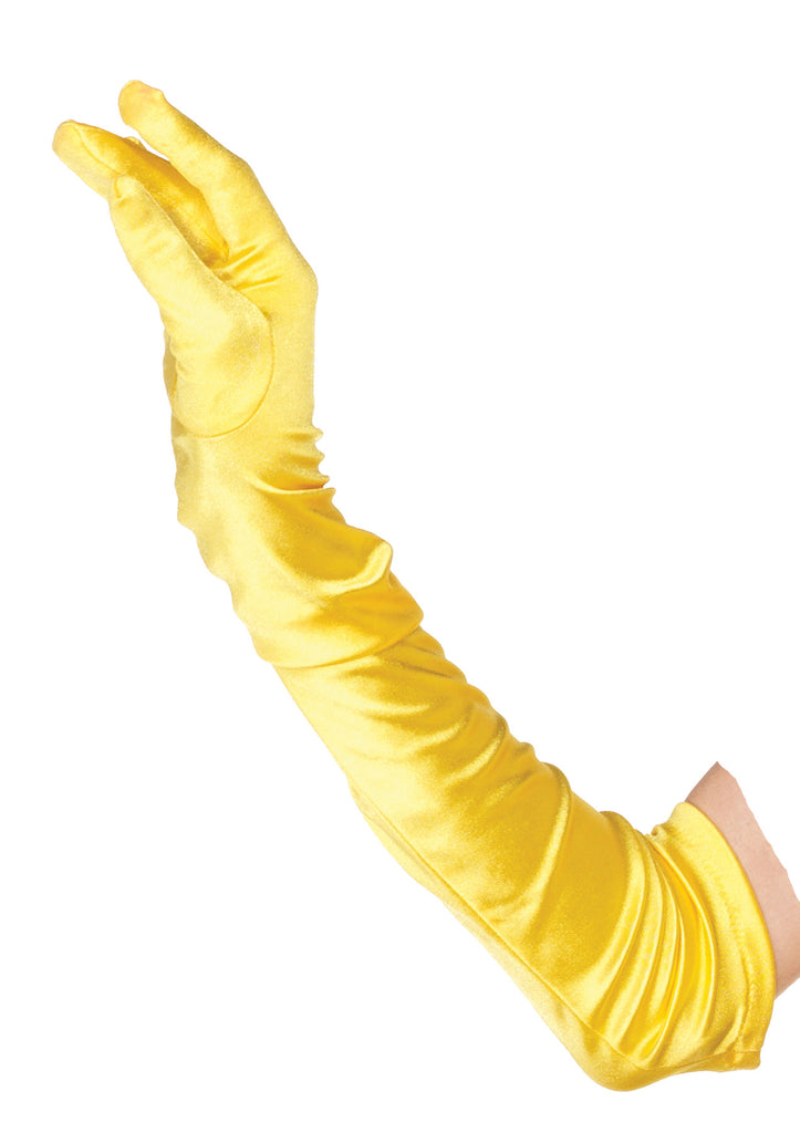 Gloves Satin Long Yellow Adult