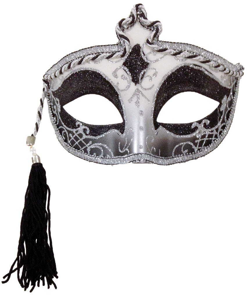 Tasseled Mardi Gras Mask Silve