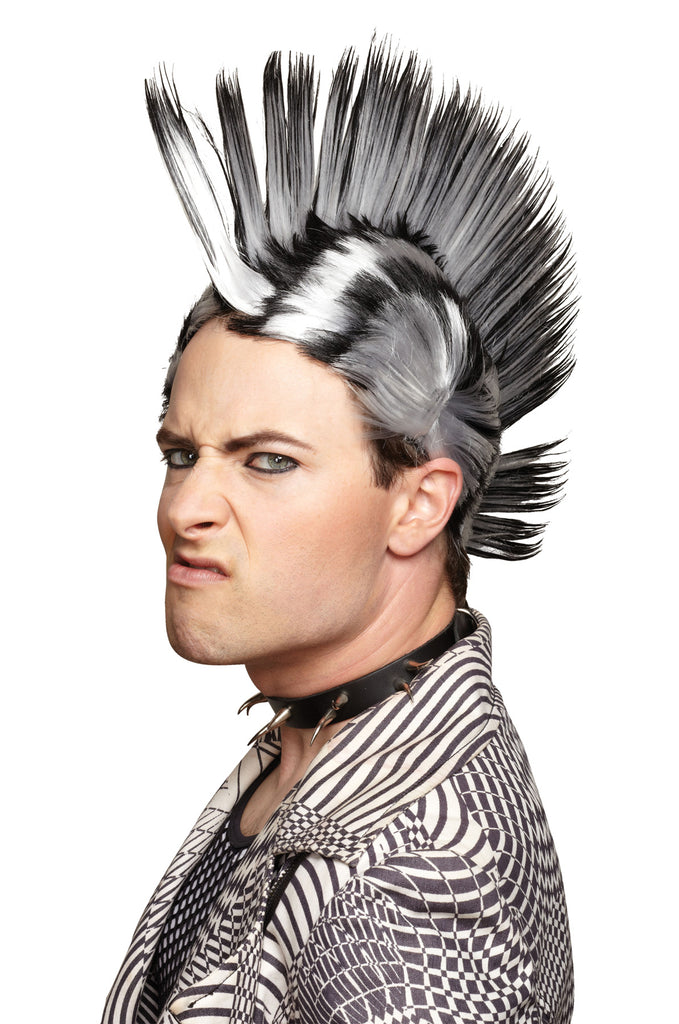 Mohawk Wig Black White