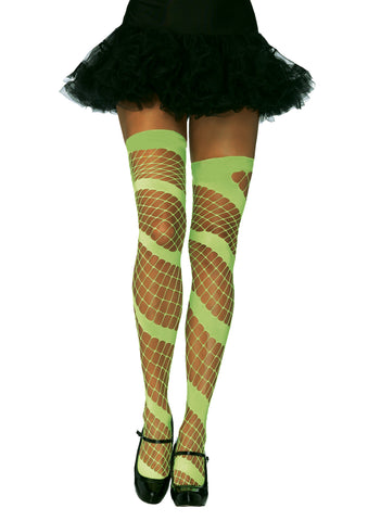 Diamond Net Thigh High Neon Gr