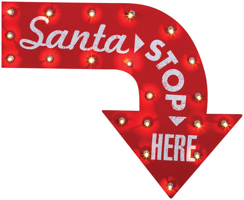 Santa Stop Here Vintage Sign