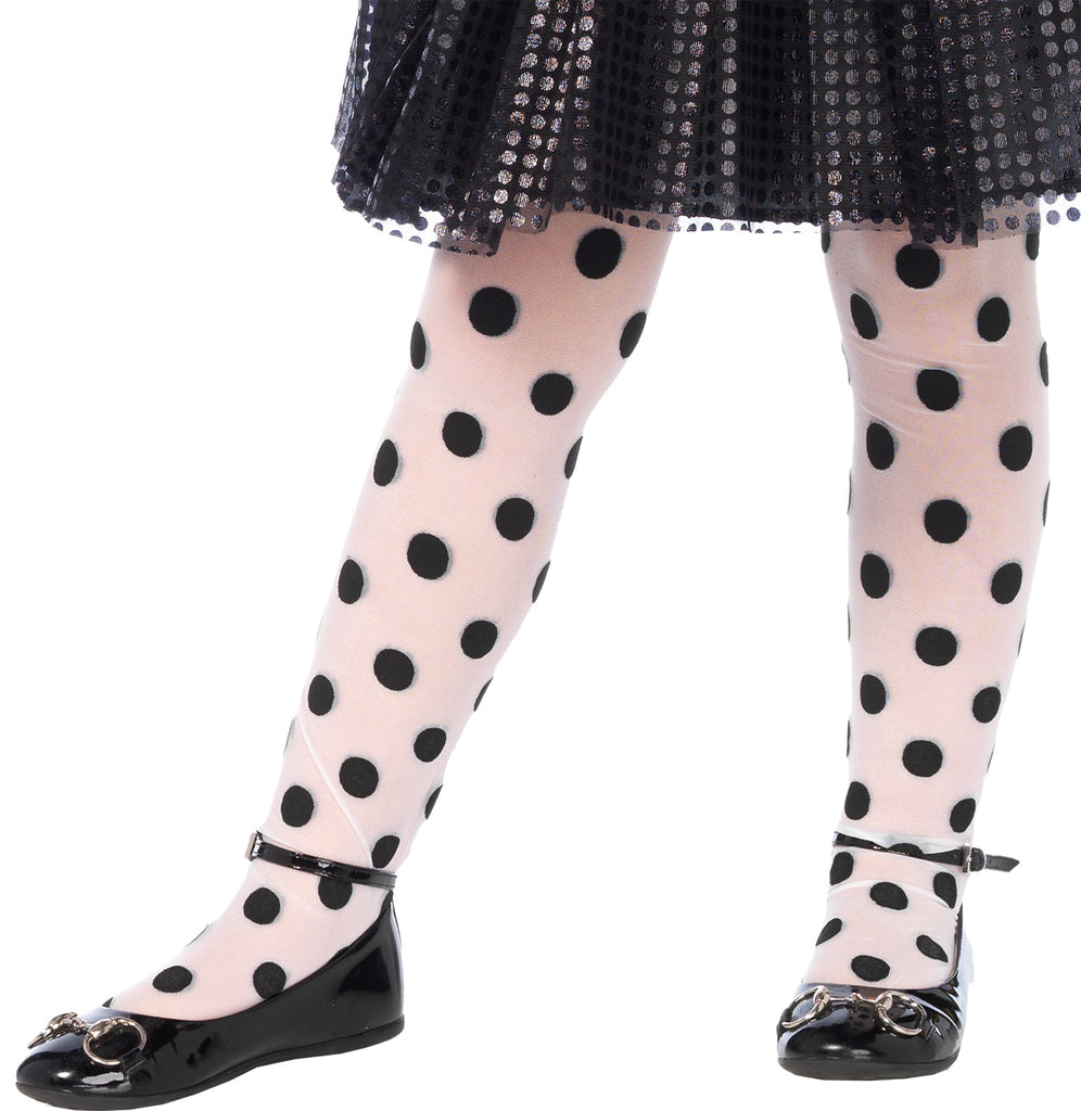 Tights Polka Dot Bk/wt Child