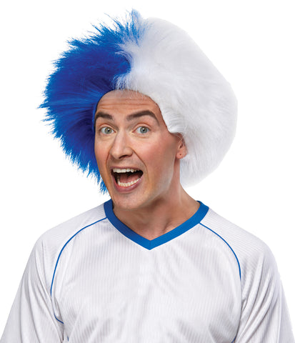 Sports Fun Wig Blue White