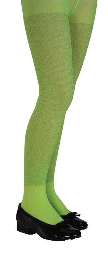 Lime Glitter Tights Child Lg