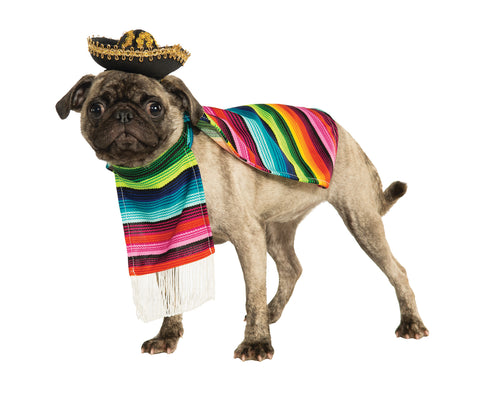 Pet Mexican Poncho Sombrero Sm