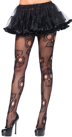 Tights Skull Sugar Skull Blk