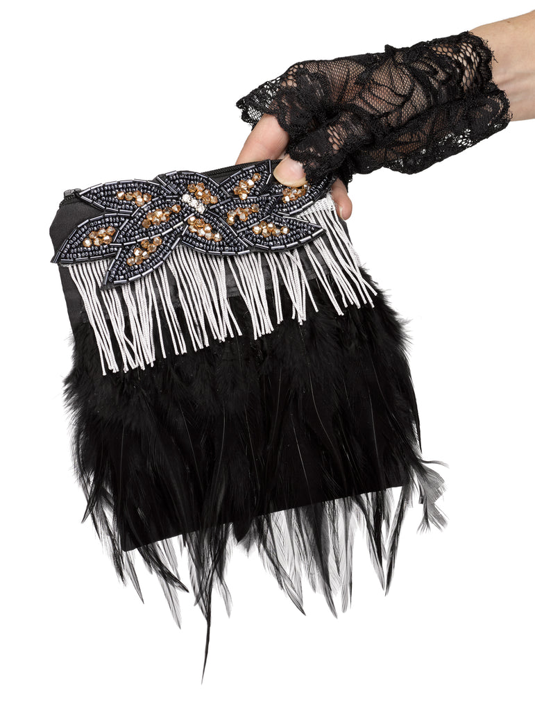 Flapper Purse Fringe Feather G