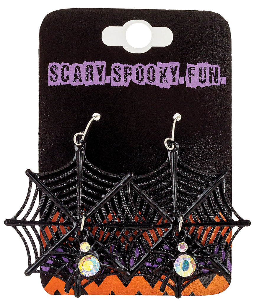 Earrings Spider Web Black