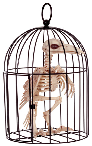 Skeleton Crow In Cage