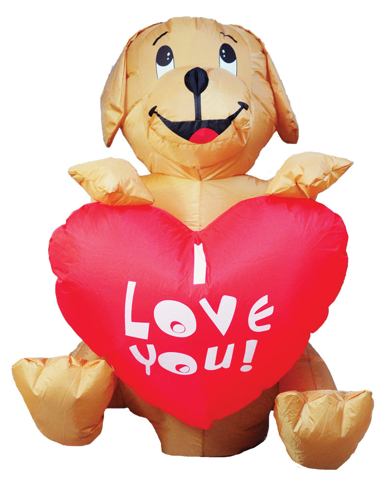 Inflate Dog W Heart 4ft Led