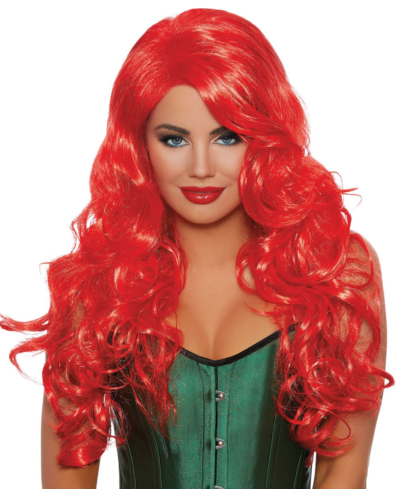 Long Wavy Layered Flame Red Wi