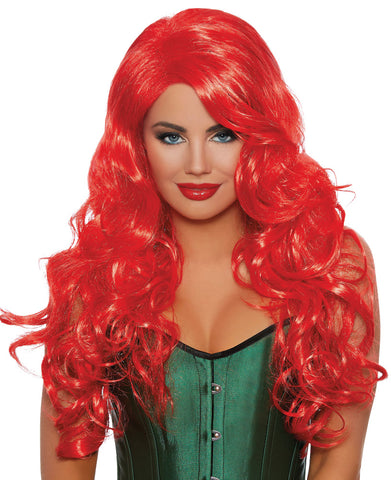 Long Wavy Layered Flame Red Wi