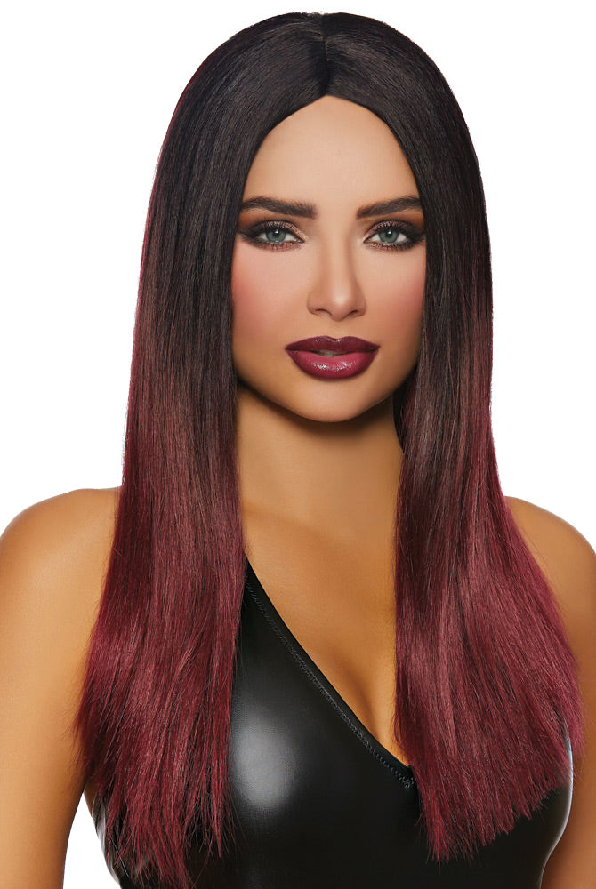 Long Straight Black-burgundy O