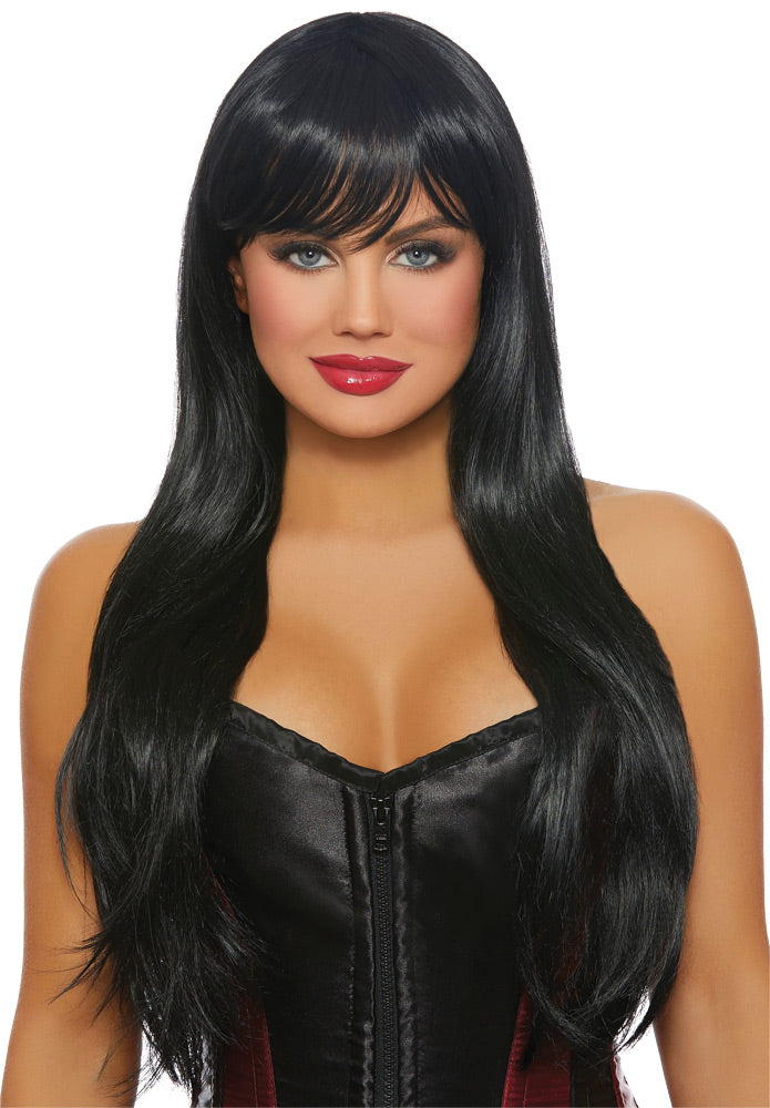 Long Straight Layered Black Wi