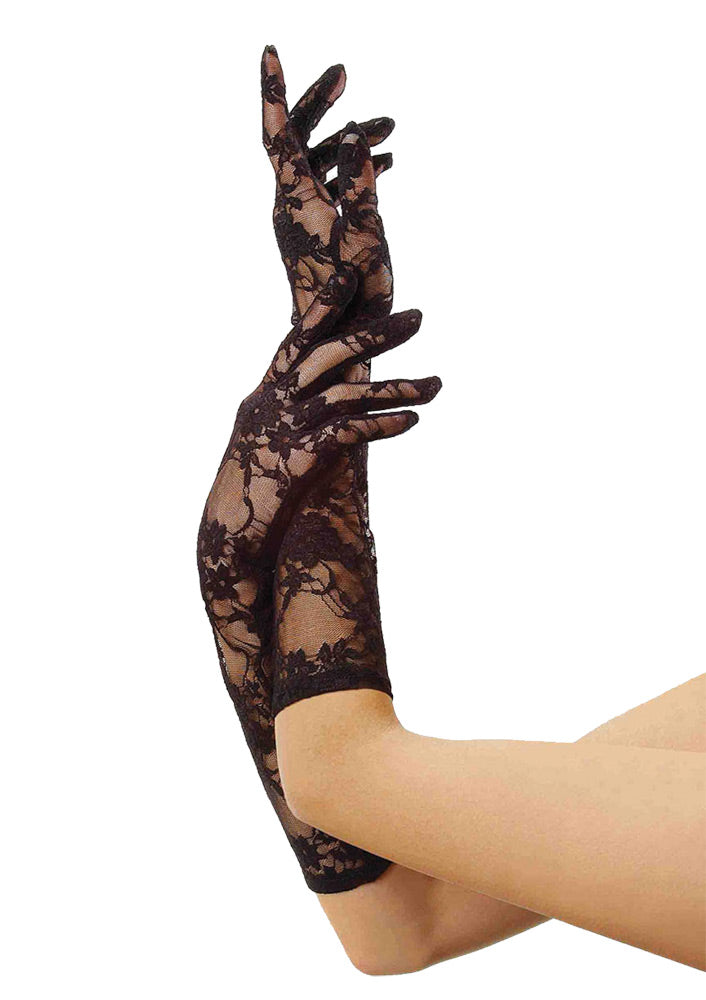 Gloves Stretch Lace Black Long