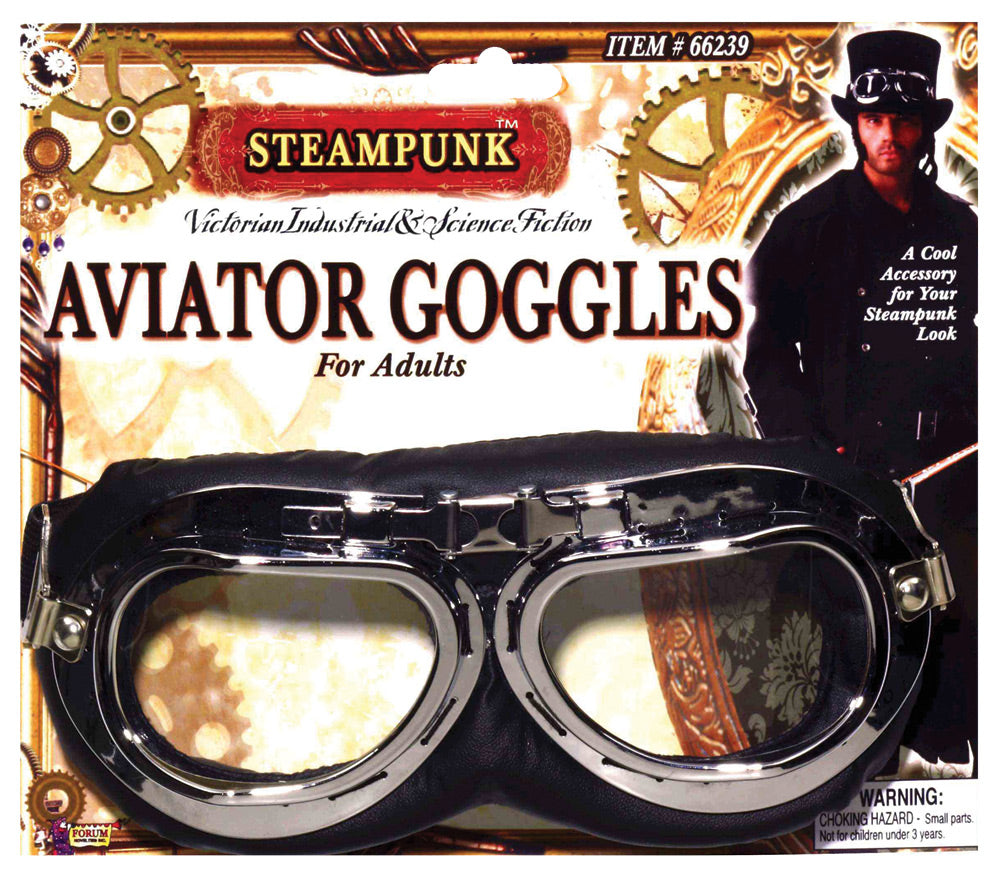 Steampunk Aviator Goggles-blk